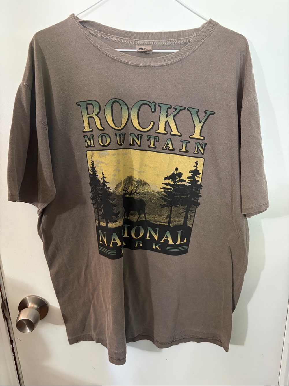 NWOT Men’s Blue 84 Large Rocky Mountain National Park Graphic Tee Brown Tote12